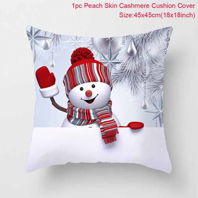Snowman Christmas Cushion Cover Merry Christmas Decorations For Home Cristmas Sofa Decor Navidad Xmas Gifts New Year
