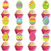 12/24pcs Colorful Easter Eggs Cupcake Toppers Spring Eggs Paper Cake Picks Easter Day Cake Decorations Easter Theme Supplies