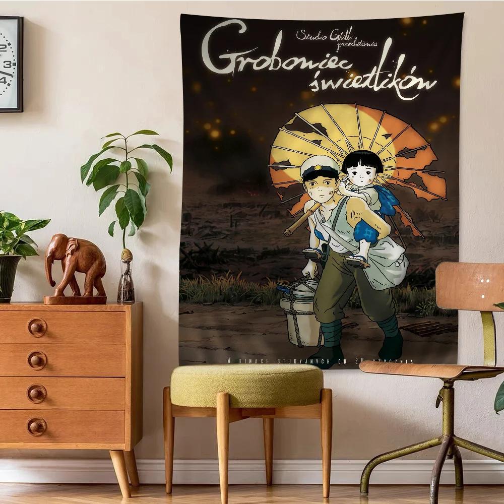 GGrave of the FFireflies Anime Tapestry Hanging Tarot Hippie Wall Rugs Dorm Home Decor
