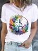 (Asian Size) Casual Short Sleeve T Tee Top Clothing Shirt Women Printed Lady Watercolor Flower Style Fashion Female Graphic T-shirts