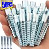 50/10sets Metal Expansion Screw Sturdy Metal Fasteners Serrated Tube Drill Plug Solid Serrat Thorny Wall Bolt Home Improvement