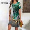 Golden Elk Print Dress Women Cute Christmas Evening Dress New Short Sleeve Sexy Dresses Fashion Party Holiday Woman Clothes