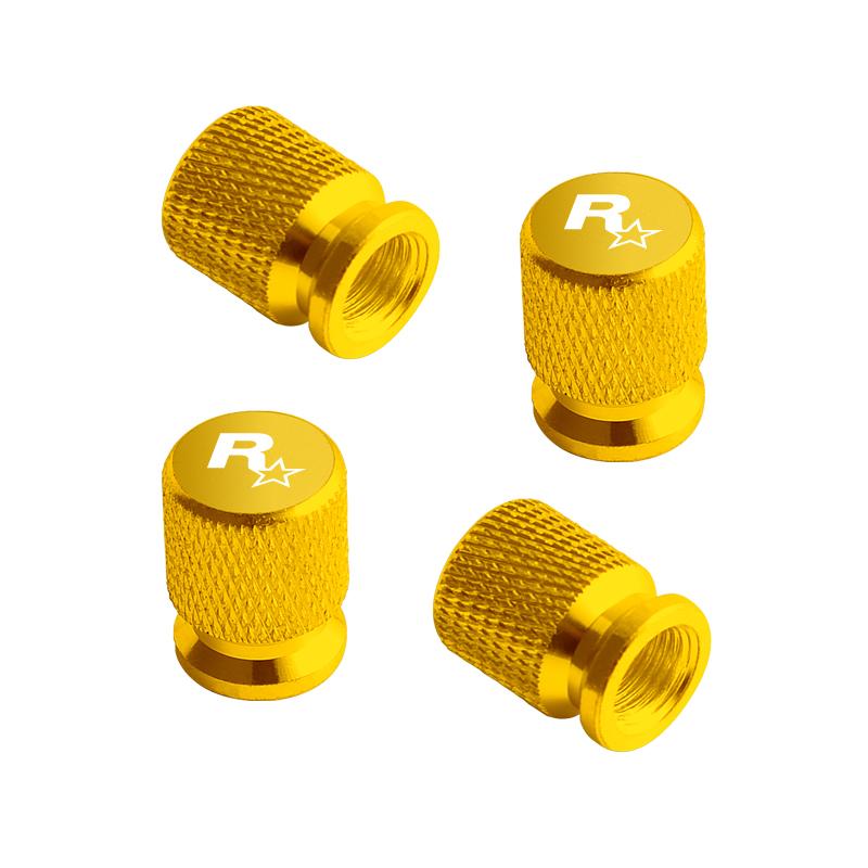 For GTA Game R Star Rock Star Emblem Jeep Peugeot Ford Hyundai Kawasaki Yamaha Badge Car Wheel Tire Valve Caps Tyre Stem Covers