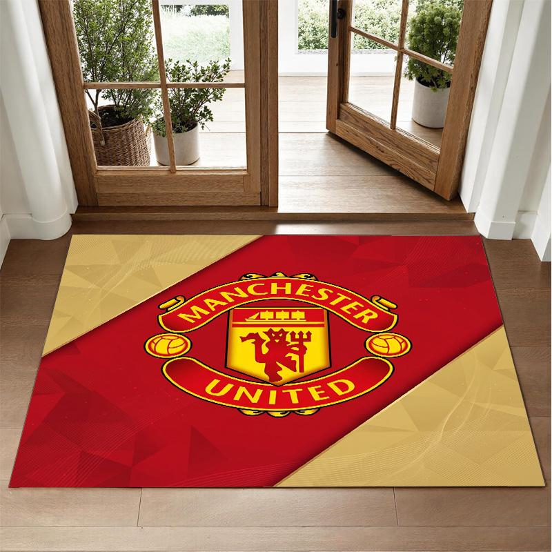 Manchester United Design Crystal Velvet Rug Soft Decorative Mat for Bedroom Entrance