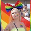 Beautiful Rainbow Bowknot Hair Hoop Fabric Art Party Head Hoop Rainbow Bow Headband  Party Supplies