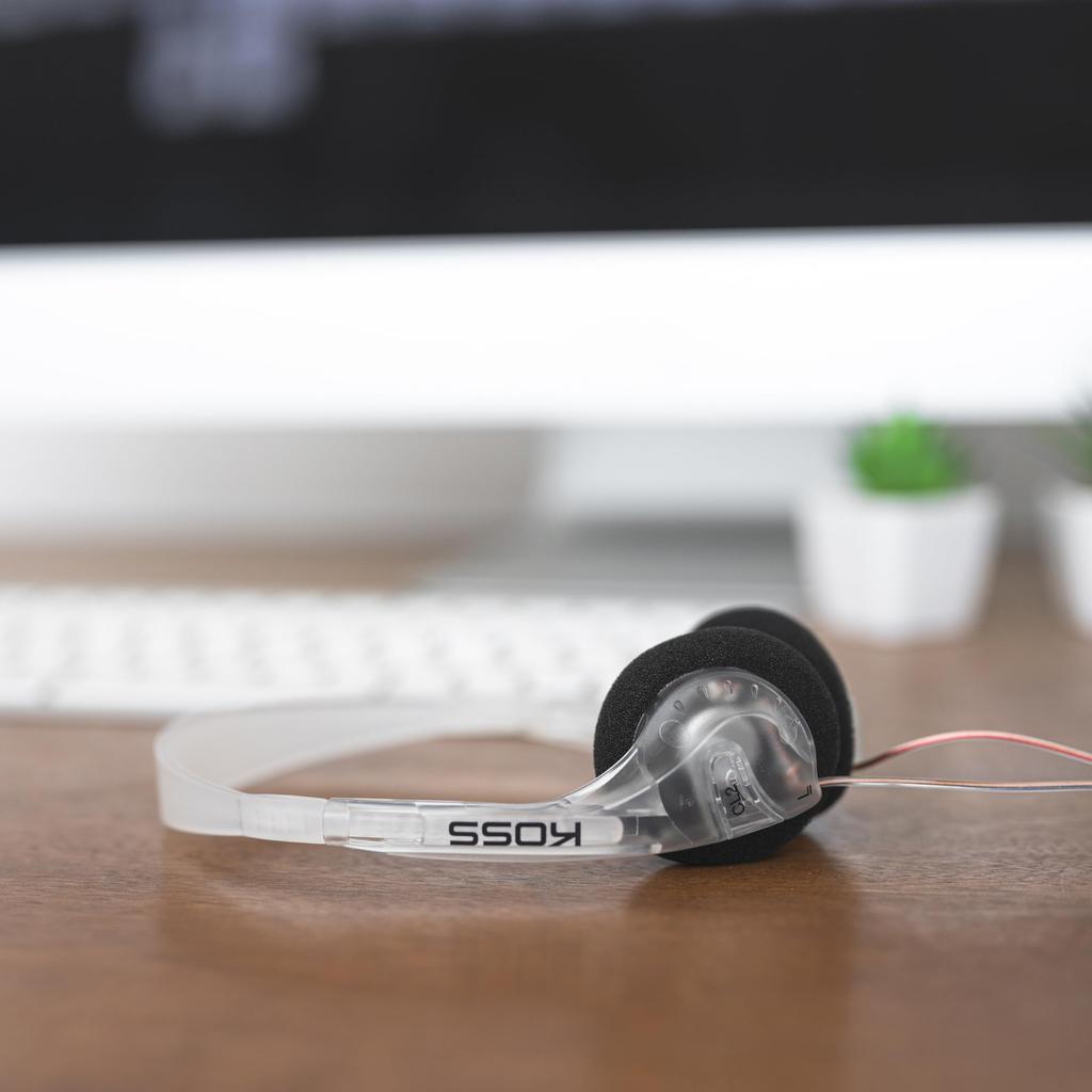 Koss CL/2 On-Ear Headphones, Clear Transparent 80s Retro Design, Lightweight Style, 3.5mm Jack, 6-Foot Cord, Clear