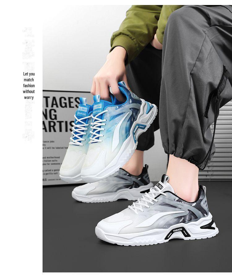 Men's 2025 Summer Trendy Mesh Running Shoes - Versatile, Thick Sole, Anti-Odor Design for Dad Style