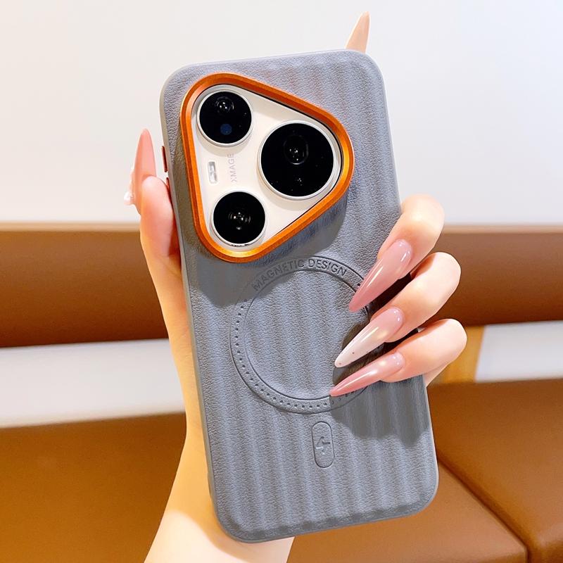 Чехол для Huawei Pura 90 Pro Max/Pura 90 Pro/Pura 90, Магнитный, Текстура матовой ПУ-кожи с эффектом волн, Задняя крышка телефона, Ударопрочный бампер