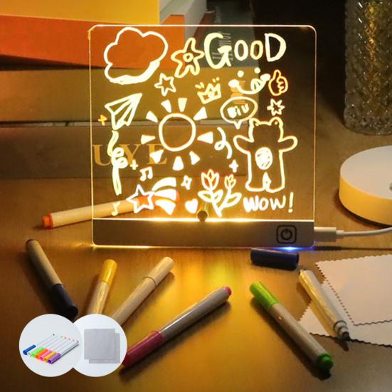 LED Note Board Rechargeable Acrylic Memo Pad Erasable Glowing Message Board To-do List Board Reusable Weekly Planner