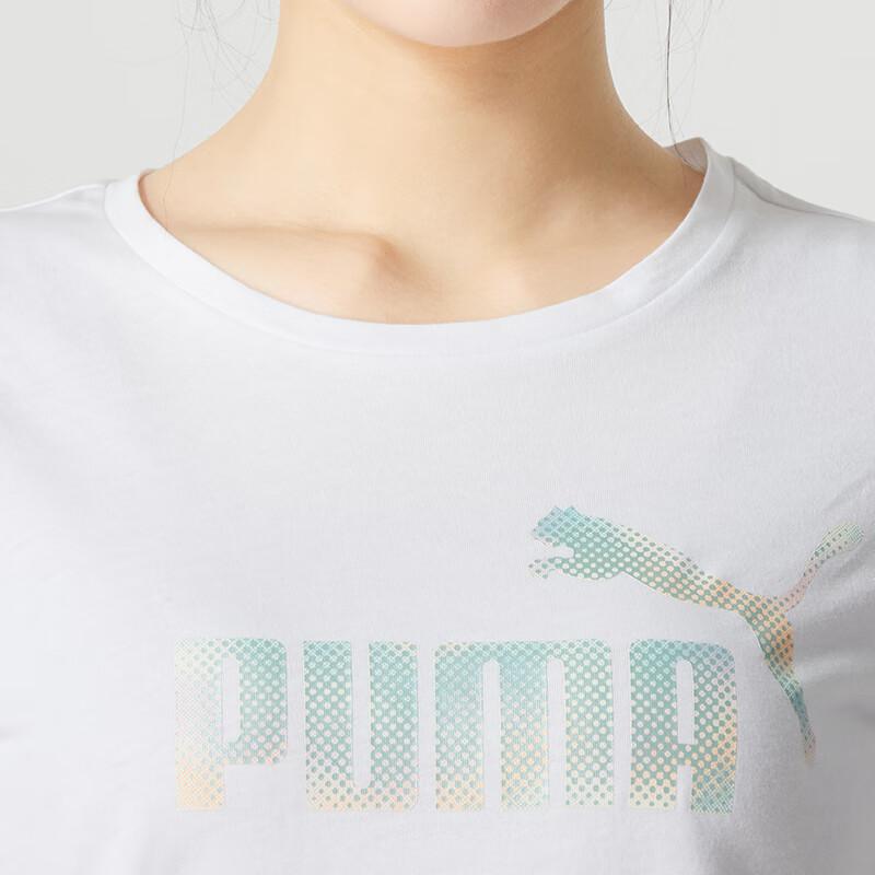 Puma Gradient Letter Print Training T-Shirt Women Tops White 682140-02