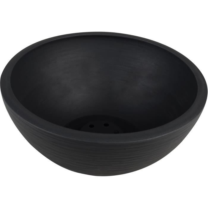 Pot vasque Ø 25 cm - EDA - Graphit Up - 3,3 L - Intérieur/ Extérieur - Décor Graphique - Ø 24,5 x H. 10,5 cm - Gris Anthracite