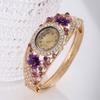 Quartz Movement Rhinestone Dress Watch Round Dial Quartz Bracelet Wristwatch  Daily Use