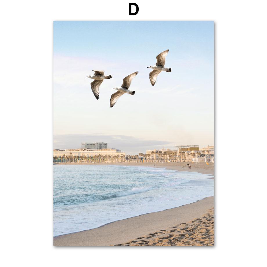 Береговая линия Пляжный стул Маяк Хвост кита Плакаты и принты Картина на холсте Скандинавское настенное искусство Картины Гостиная Домашний декор