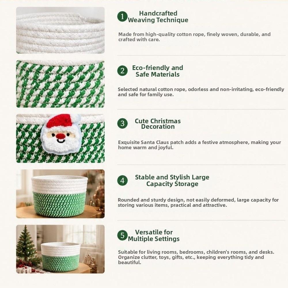 Xmas Theme Hand Woven Storage Basket Cotton Rope Candy Storage Baskets Sundries Storage Box Makeup