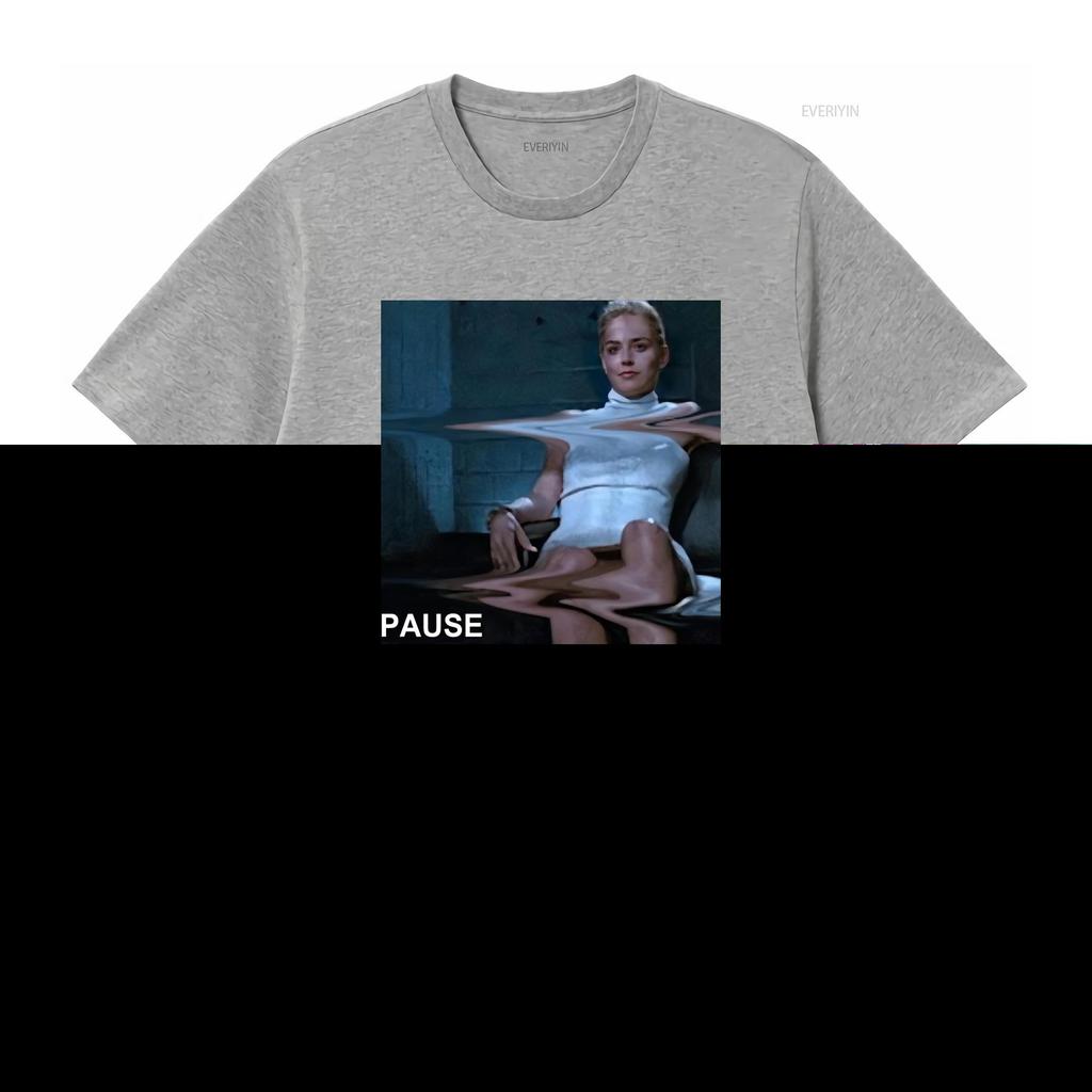 Funny Basic Instinct Sharon Stone Pause Legs Scene Movie Fan T Shirt vintage Washed Breathable Casual designer clothes