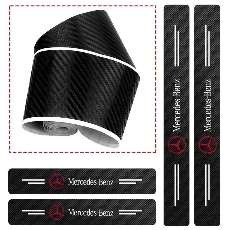 4pcs Car Door Sill Protector Carbon Fiber Pattern Threshold Stickers for Mercedes Benz W211 W204 W210 W203 CLA GLA Accessories WZ9