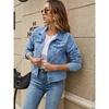 ThreeThree женская однотонная джинсовая куртка, повседневная джинсовая куртка на пуговицах с нагрудным карманом и длинными рукавами, осенняя уличная одежда