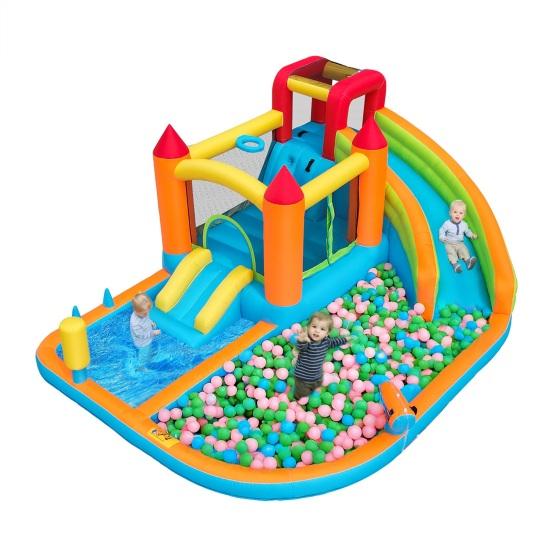 Outdoor Water Park Children Bouncy Castle Multifunctional with Inflatable Blower Double Slide Bouncing Castle
