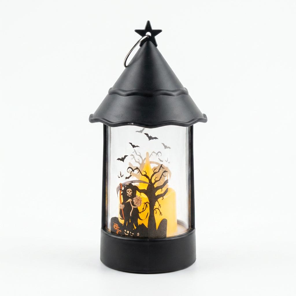 Halloween Castle Grim Reaper Scarecrow Decor, Electric Candle Ambience Light, Party Prop Handheld Outdoor Decoration