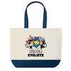 Sac Shopping - PLANETEE - Design Graphique Grand Sac Courses Cabas - Super Cycliste Fond Bleu - Coton - 40x45 Cm