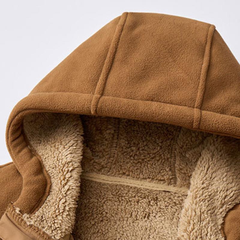 Autumn and Winter Men's Plus Velvet Jacket Casual Hooded Lamb Velvet Plus Velvet Thick Warm Jacket