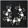 Bridal White Flower Headband Soft Ceramic Rose Headdress Pearls Hair Vine for Banquet Wedding Masquerade