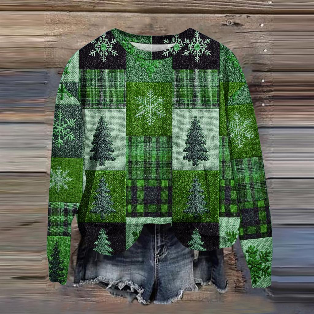 Women's Fashion Printed Long Sleeve Loose Round Neck Sweatshirt Top Fall