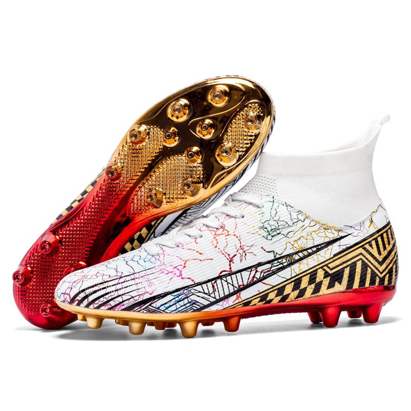 Футбольные бутсы мужские и детские профессиональные футбольные бутсы для травы на открытом воздухе нескользящие дышащие разноцветные тренировочные кроссовки размер 34-46