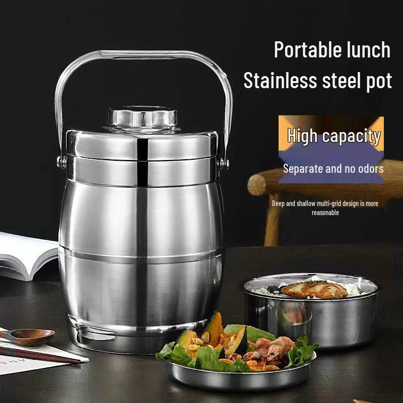 Triple-Layer Insulated Stainless Steel Lunch Box - Large Capacity Tiffin Pot for Students and Office Workers