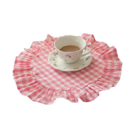 1/2 шт. Кухонная салфетка под тарелку Квадратная Круглая Стиранный Хлопок Настольные салфетки со складчатыми краями Термостойкие для Столовой Дома Кухни Вечеринки Салфетки под тарелку