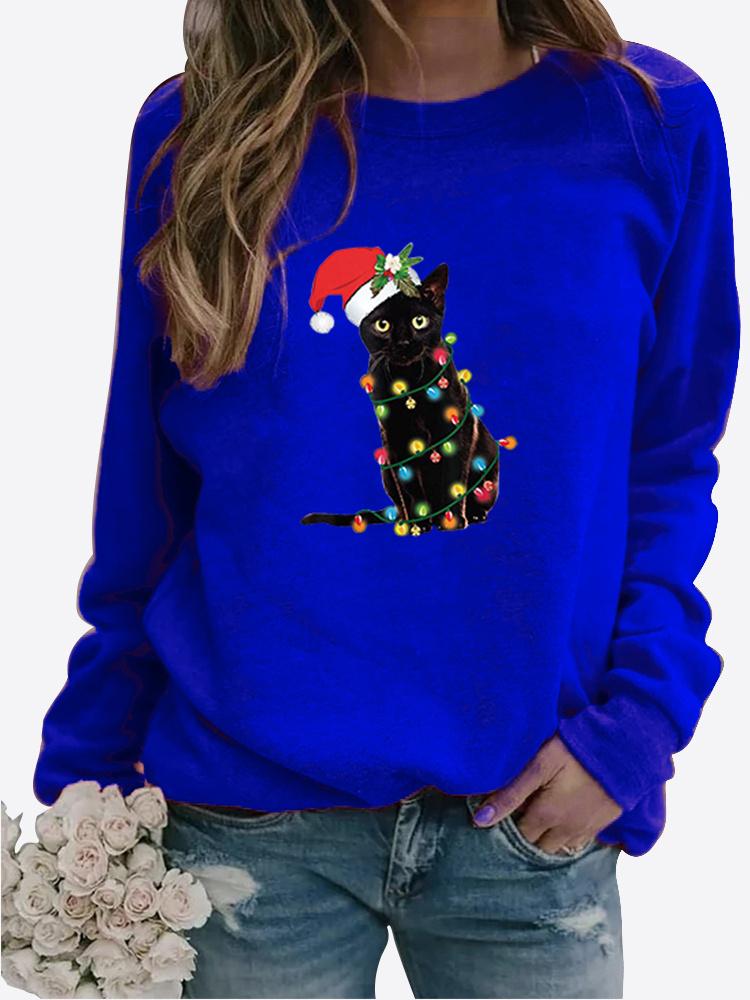 Зимняя повседневная женская толстовка со снежинками и буквенным принтом, круглым вырезом и длинными рукавами, свободная женская футболка с рисунком, блузка размера плюс