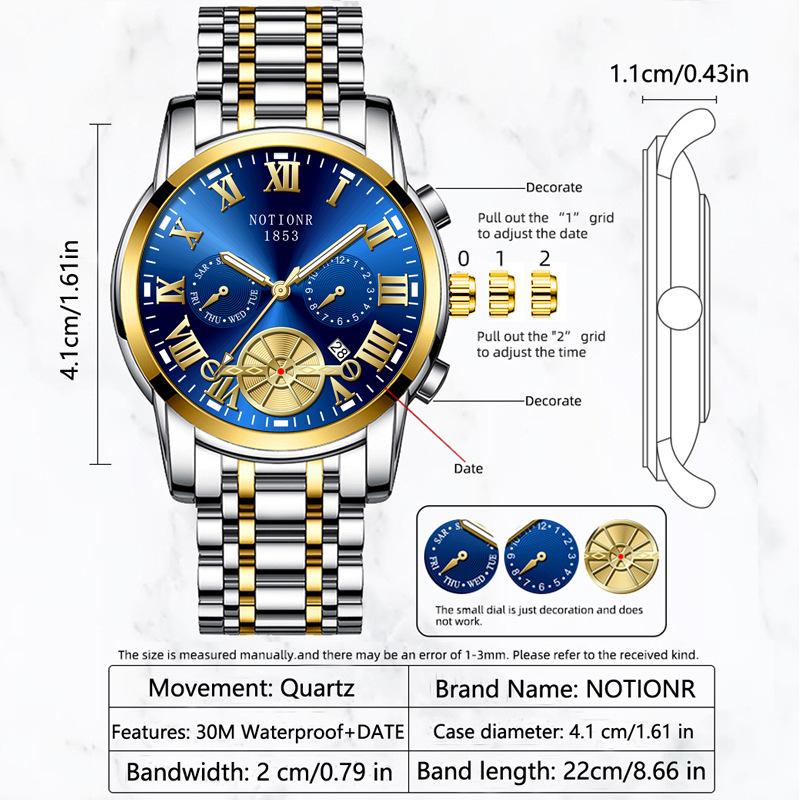 Мужские модные часы с турбийоном Кварцевые часы Модные деловые спортивные мужские часы Часы из нержавеющей стали Мужские часы со стальным браслетом