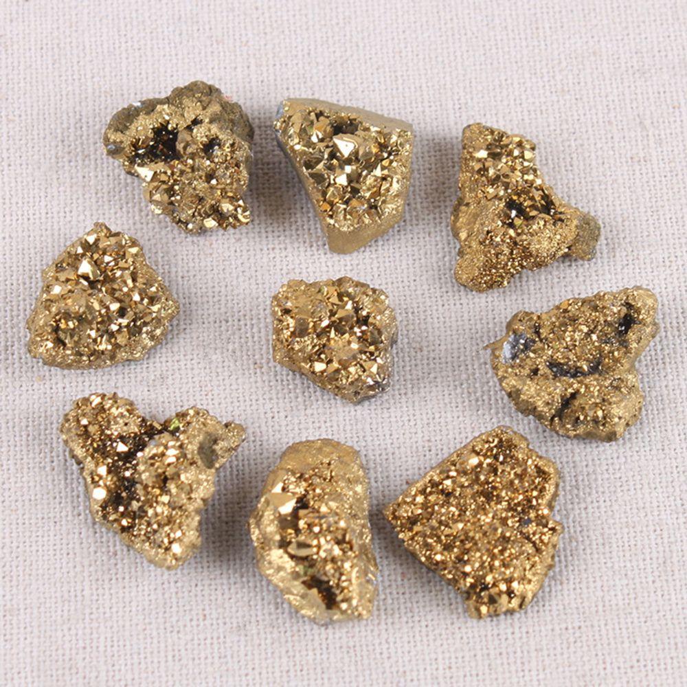 Bare Quartz Mineral Specimens Crystal Cluster Electroplating Gold Titanium Geode Raw Gemstone