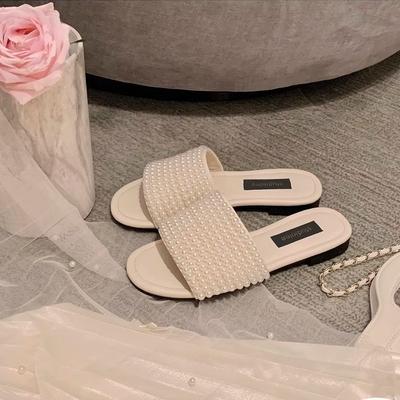 Виноградная мама имеет такие же красивые жемчужные тапочки, женское французское бисероплетение, верхняя одежда на одно слово, сандалии для верхней одежды в сказочном стиле, лето