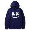 Mens Marshmello Smiley Face Hooded Sweatshirt Loose Fit Cotton Blend Winter Pullover