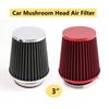 Car Accessories 3" 76mm Performance High Flow Cold Air Intake Filter Racing Sport Power Dry Filters Cone Silver Red Universal Replacement