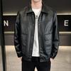 Мужская повседневная трехцветная кожаная мотоциклетная куртка приталенного силуэта с новым трендом лацканов (2025)