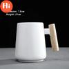 Ceramic Large Capacity Coffee Mug with Wooden Handle Office Water Tea Cup Milk Mug Drinkware