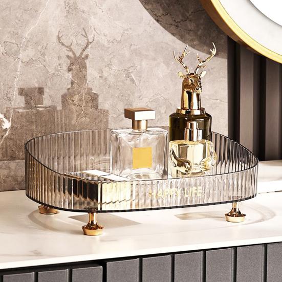 Light Luxury Makeup Perfume Desktop Organizer Dresser Countertop Cosmetics Organizer Tray Multifunctional Fruit Serving Tray Bathroom Vanity Tray