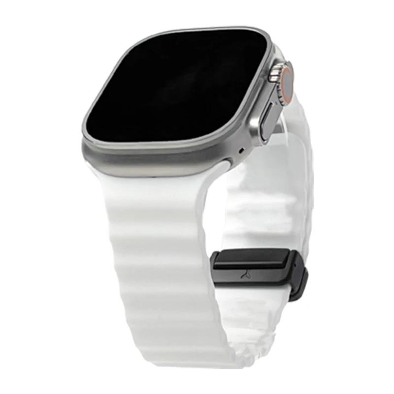 Силиконовый ремешок для Apple Watch 49 мм 46 45 44 40 41 38 мм с магнитной застежкой, подходит для iWatch Series 3 4 5 6 SE 7 8 9 10 Ultra 2