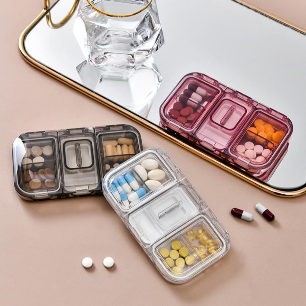 Rectangular Pill Splitter Box Frosted Weekly Pill Case  Multi Grid Split Package