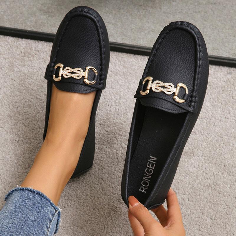 Женские новые туфли на плоской подошве, модные туфли со стразами и пряжкой, повседневные туфли на мягкой подошве, женские туфли-лоферы без застежек, удобная женская рабочая обувь