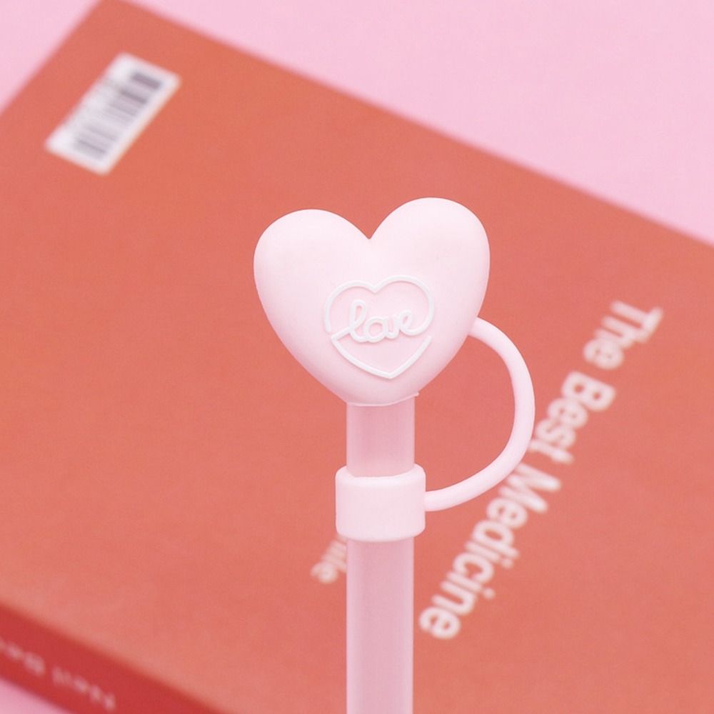 Silicone Drinking Dust Cap Heart-shaped Straw Tips Cover New Silicone Straw Plug  Bottle