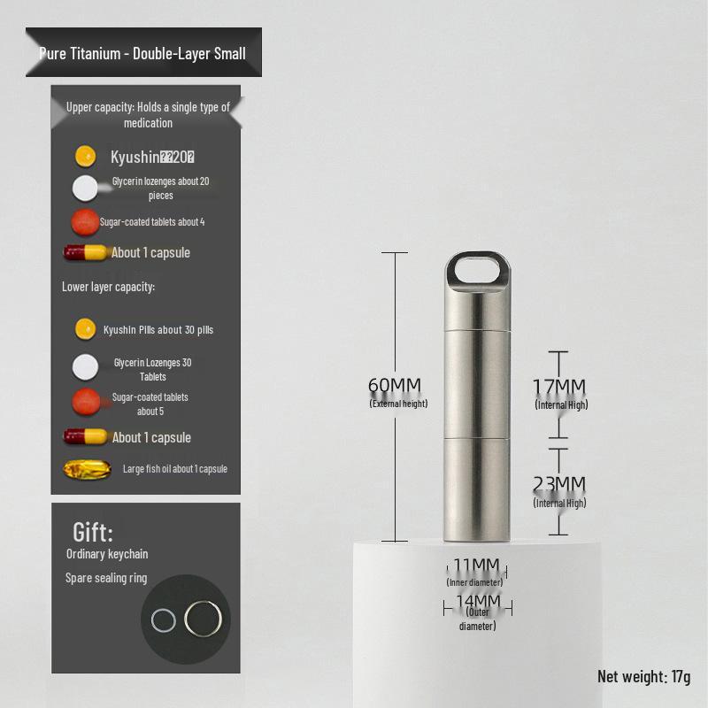 Водонепроницаемая мини-таблетница из нержавеющей стали - Портативный, влагозащищенный дорожный контейнер для лекарств