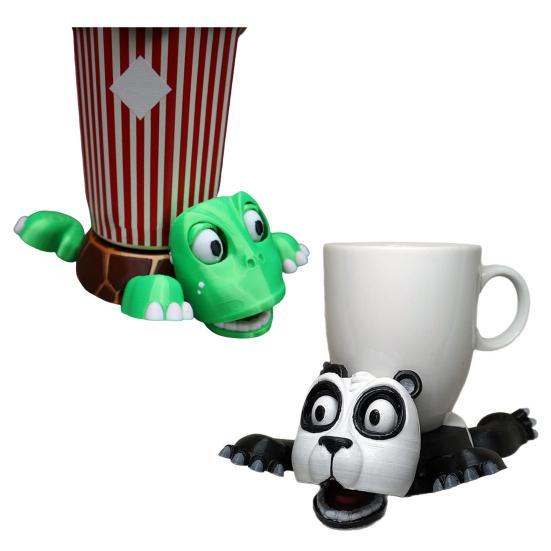 Подстаканник Turtle Coaster с изображением животных, напечатанный на 3D-принтере, с забавным выражением лица, термостойкий держатель для стакана в виде панды, подарок для друзей и семьи