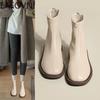 Winter New Women Ankle Boots Fashion Soft Leather Ladies Elegant Short Boots Square Low Heel Chelsea Shoes