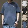 Men T-shirt Round Neck Short Sleeve Loose Fit Tee Shirt Summer Breathable Casual Pullover Tops Daily Wear