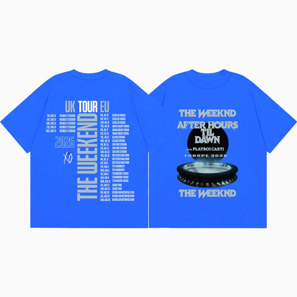 The Weeknd After Hours Til Dawn Tour 2026 Merch T Shirt Fashion Hip Hop Short Sleeve Clothes Men Women Casual Cotton Y2k T-shirt