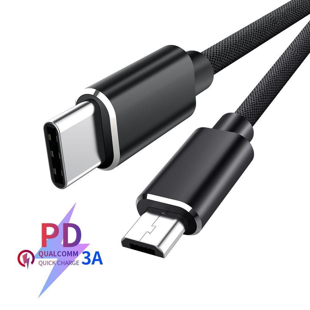 Phone Quick Charger Adapter OTG Data Cable Fast Charging Male To Male USB Type C To Micro USB Cable