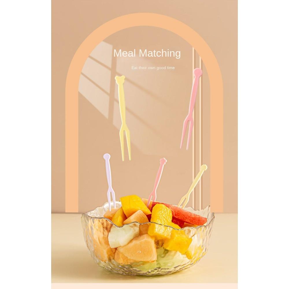 New Fruit Fork Set Disposable Plastic Two Toothed Household Cake and Dessert Fork